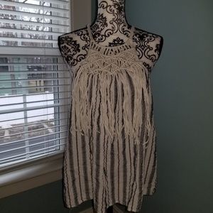 Stripe Tank with Crochet Type knitting